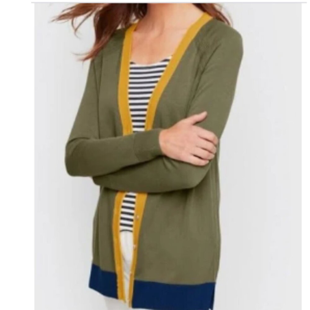 Talbots Grandpa Cardigan Colorblock Button Up Ret… - image 1